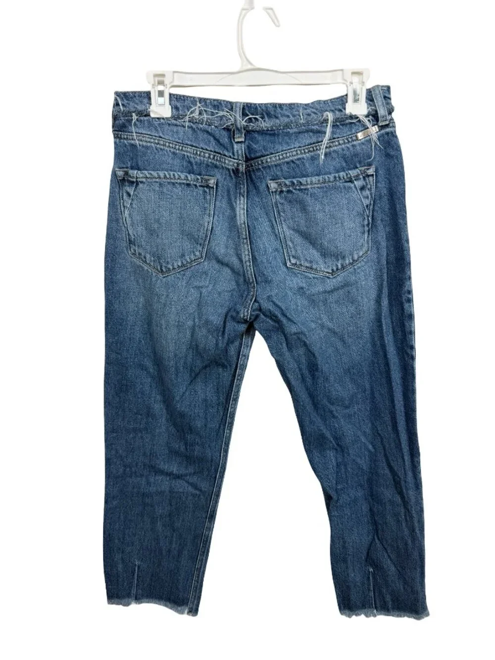KanCan Angelina Slim Straight Jeans Womens 9 / 28 Blue Ankle Fringe High Rise